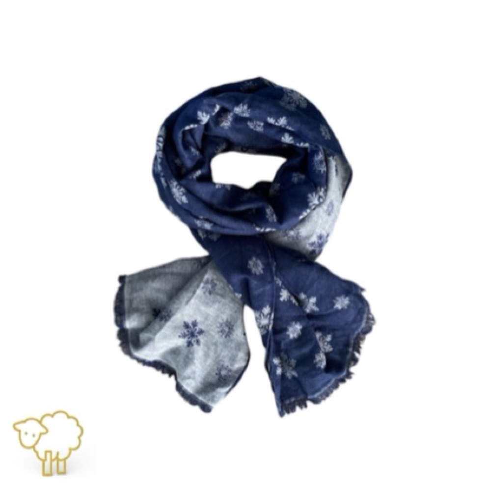 Talbots Cotton Blend Wrap/Wide Scarf. Reversible. Snowflake.